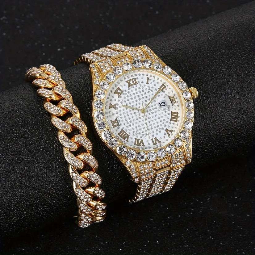 Stylish HipHop Mens WatchBracelet Combo