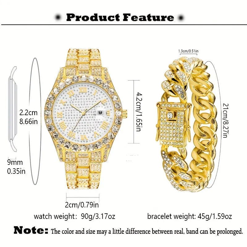 Stylish HipHop Mens WatchBracelet Combo