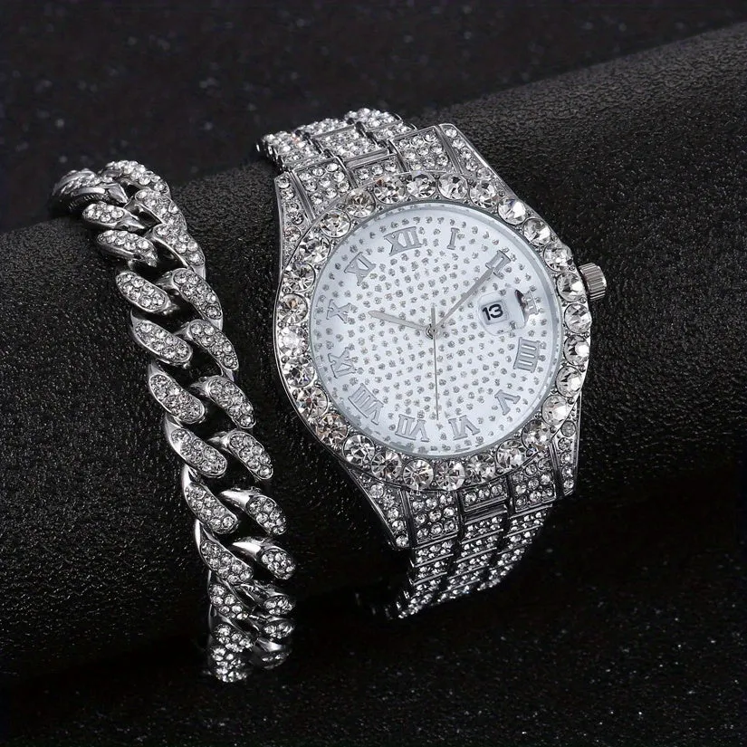 Stylish HipHop Mens WatchBracelet Combo