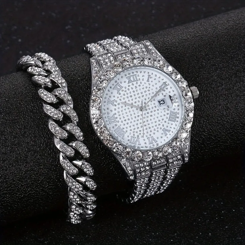 Stylish HipHop Mens WatchBracelet Combo
