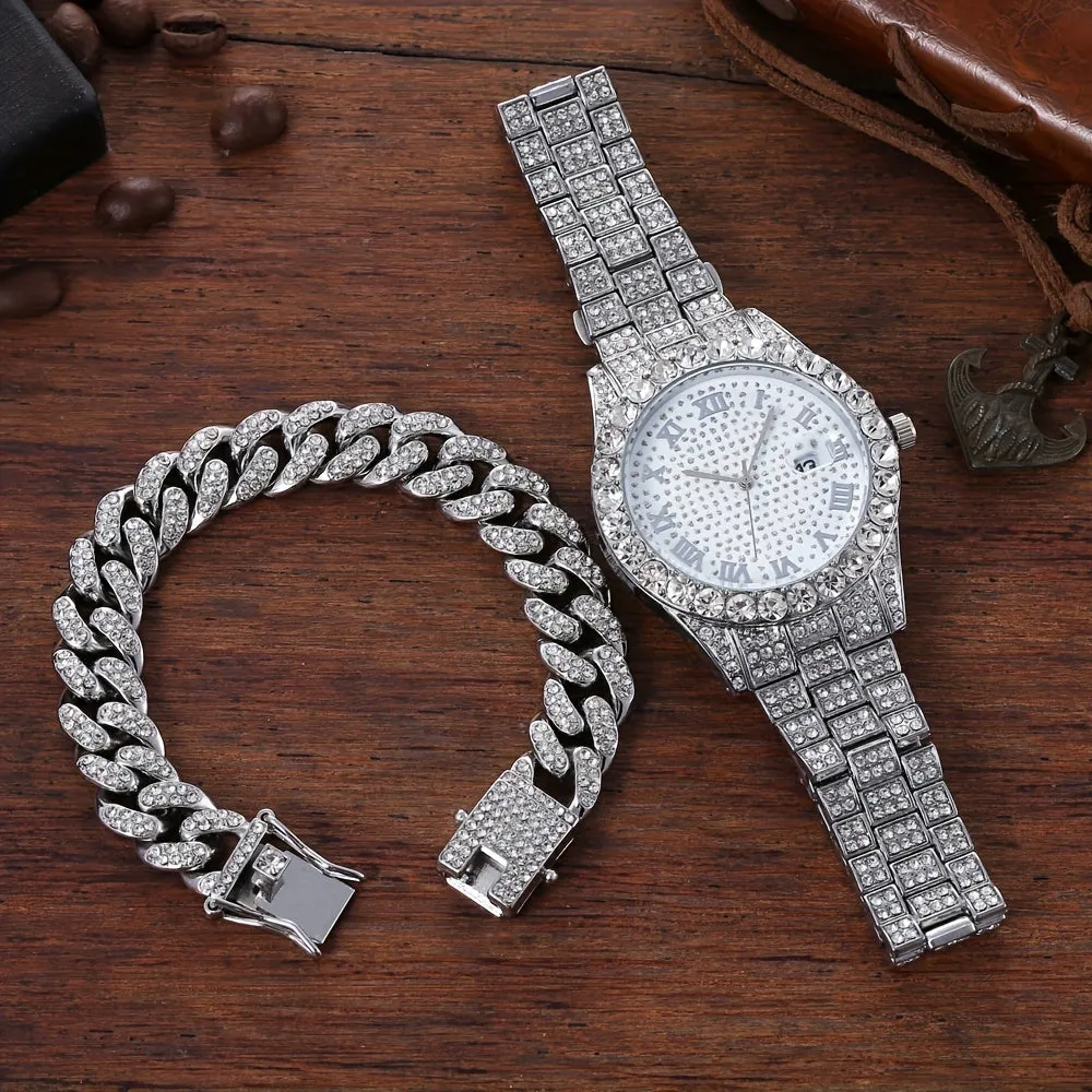 Stylish HipHop Mens WatchBracelet Combo