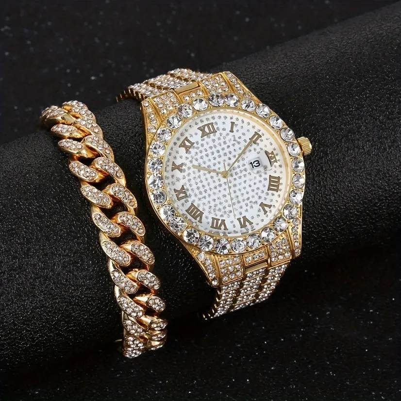 Stylish HipHop Mens WatchBracelet Combo