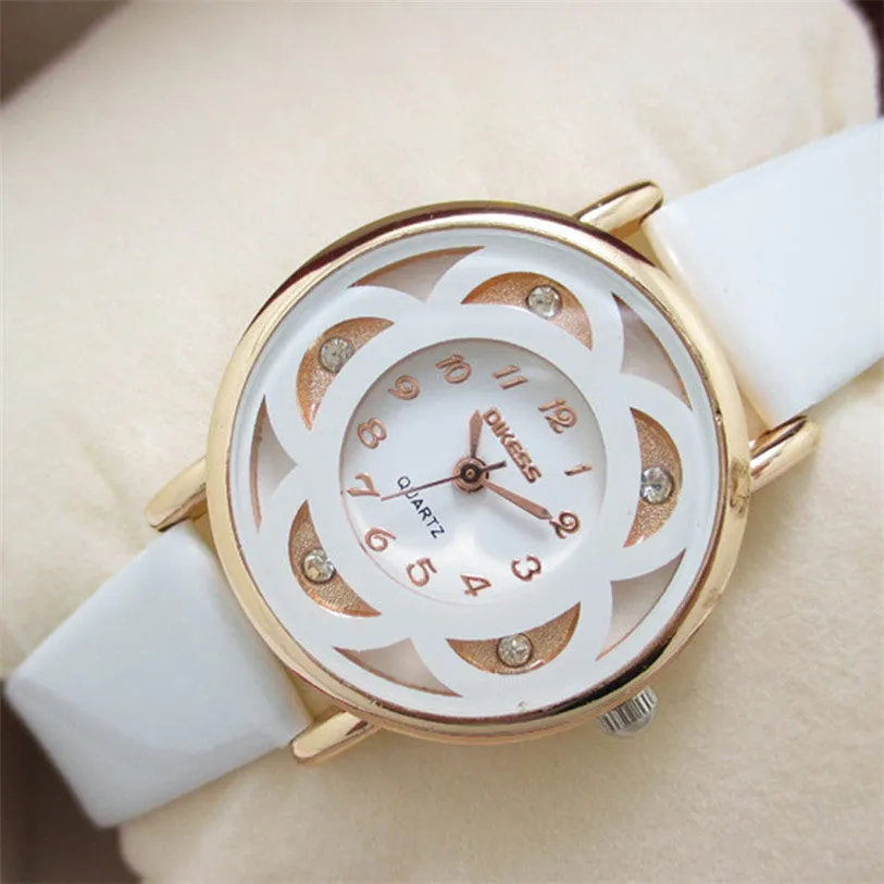 Superior New Business Watch Leisure Models Diamond Bracelet Quartz Faux Leather Wrist Watch for Women