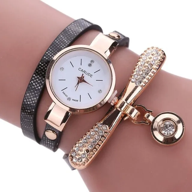 susenstone Women Leather Rhinestone Analog Quartz Wrist Watches Womens Watches Top Brand Luxury Reloj Mujer Women Watches