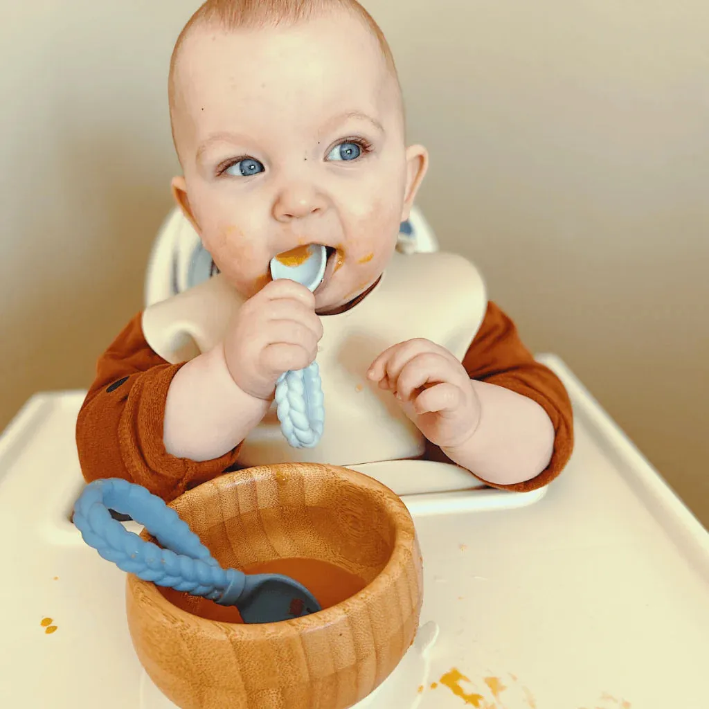 Sweetie Spoons™  Silicone Baby Fork   Spoon Set, Blue