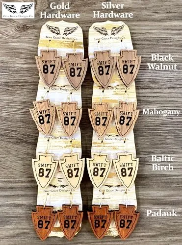Swift 87 Arrowhead Earrings | Wood Laser Engraved | Kansas City Travis Kelce Swift (Baltic Birch, Gold)