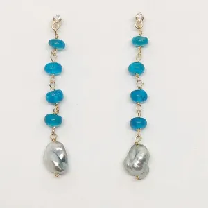 Tahitian Keshi Pearls with Apatites and Diamonds