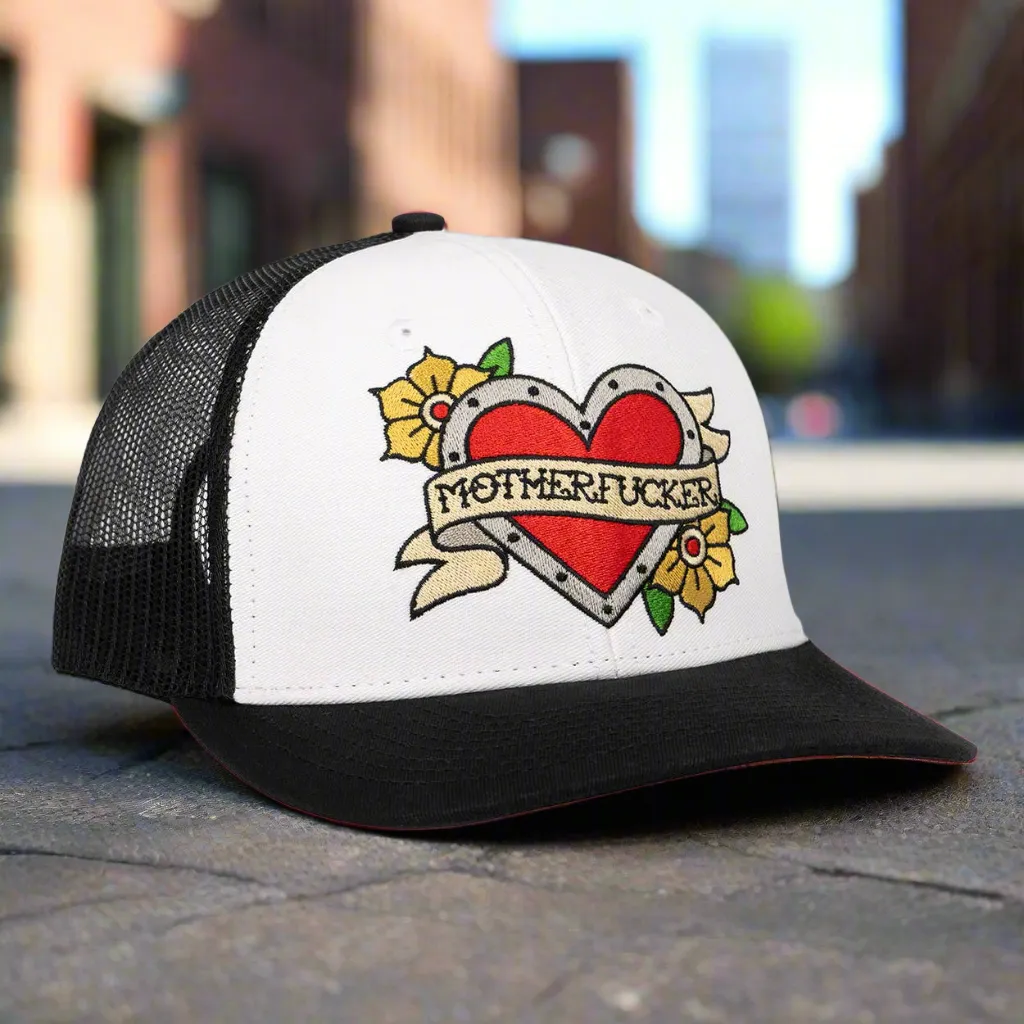 Tattoo Heart Motherfucker Trucker Hat - Bold Snapback Cap