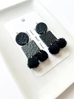 The Black Pom Pom Earrings