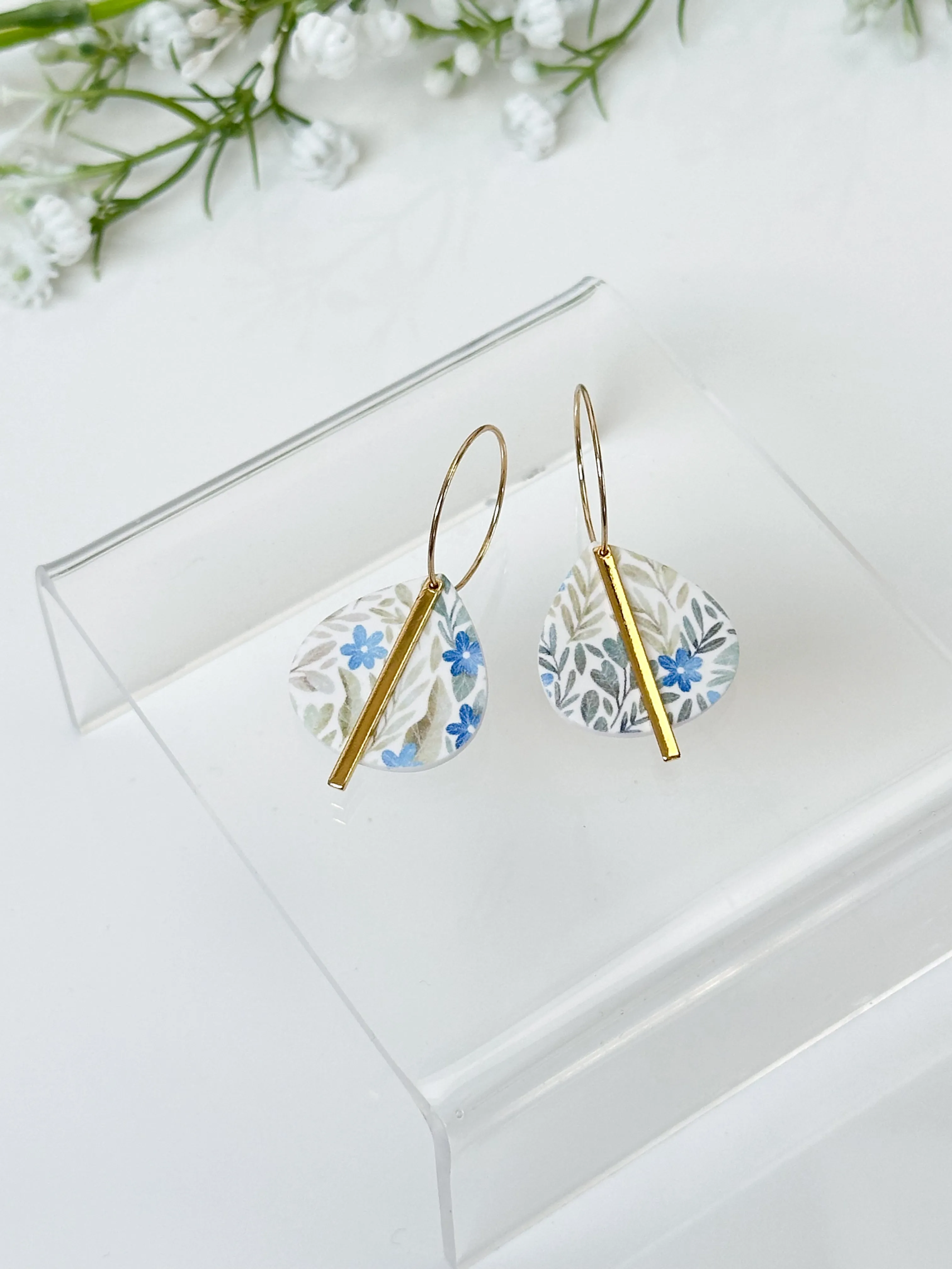 The Blue Flower Drop Hoops