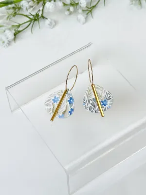The Blue Flower Drop Hoops