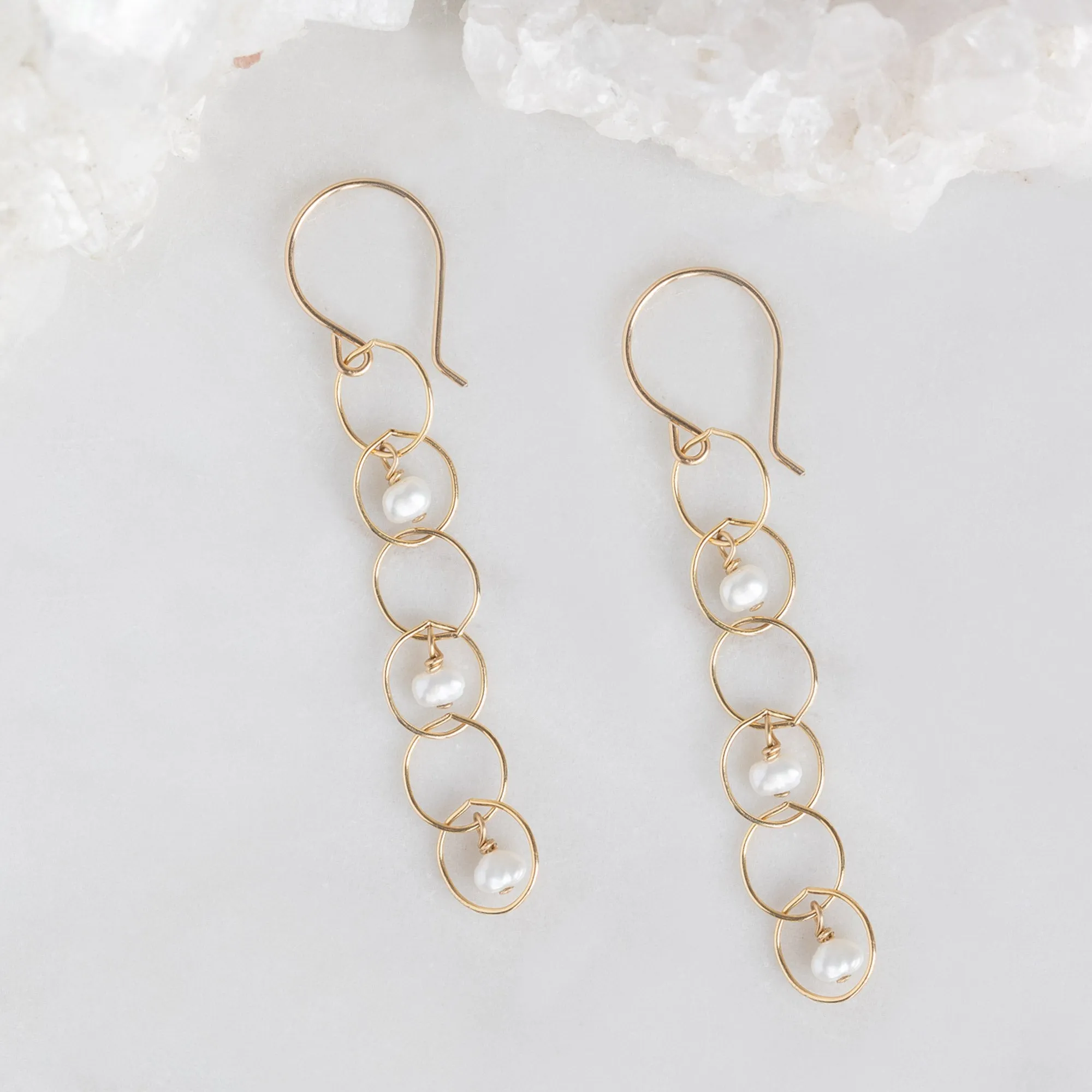 The Pearl Party Drop Earrings | Yellow Gold Filled