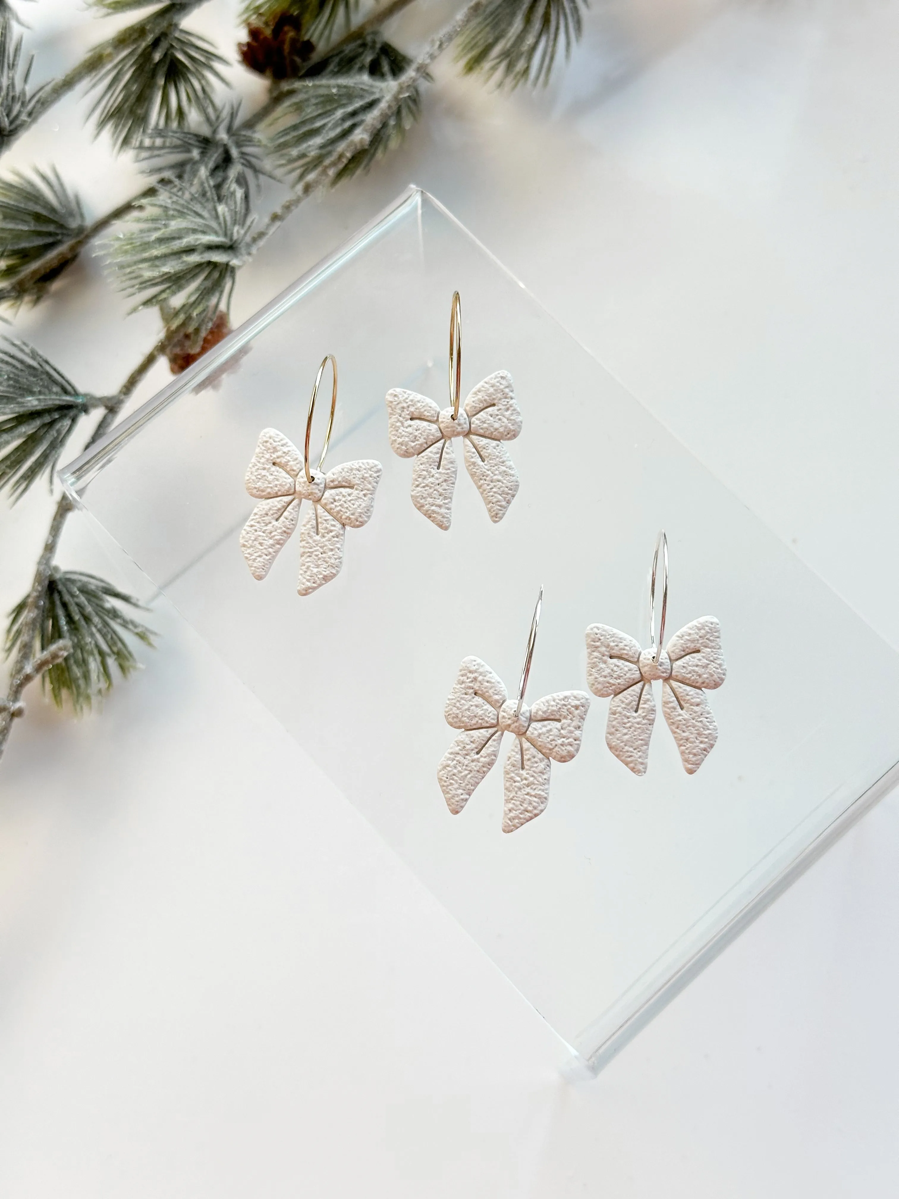 The White Bow Hoops (also in silver)