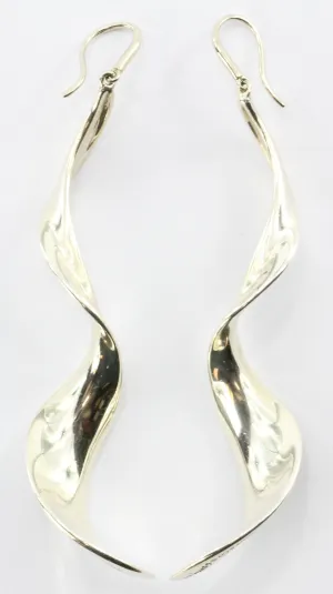Tiffany & Co Sterling Silver Gehry Orchid Drop Dangle Twist Earrings Large Size