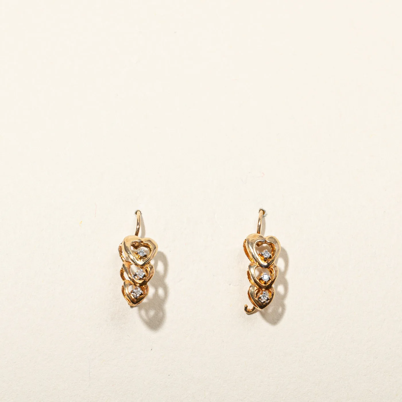 Triple Heart Diamond Earrings | 0.03ctw |