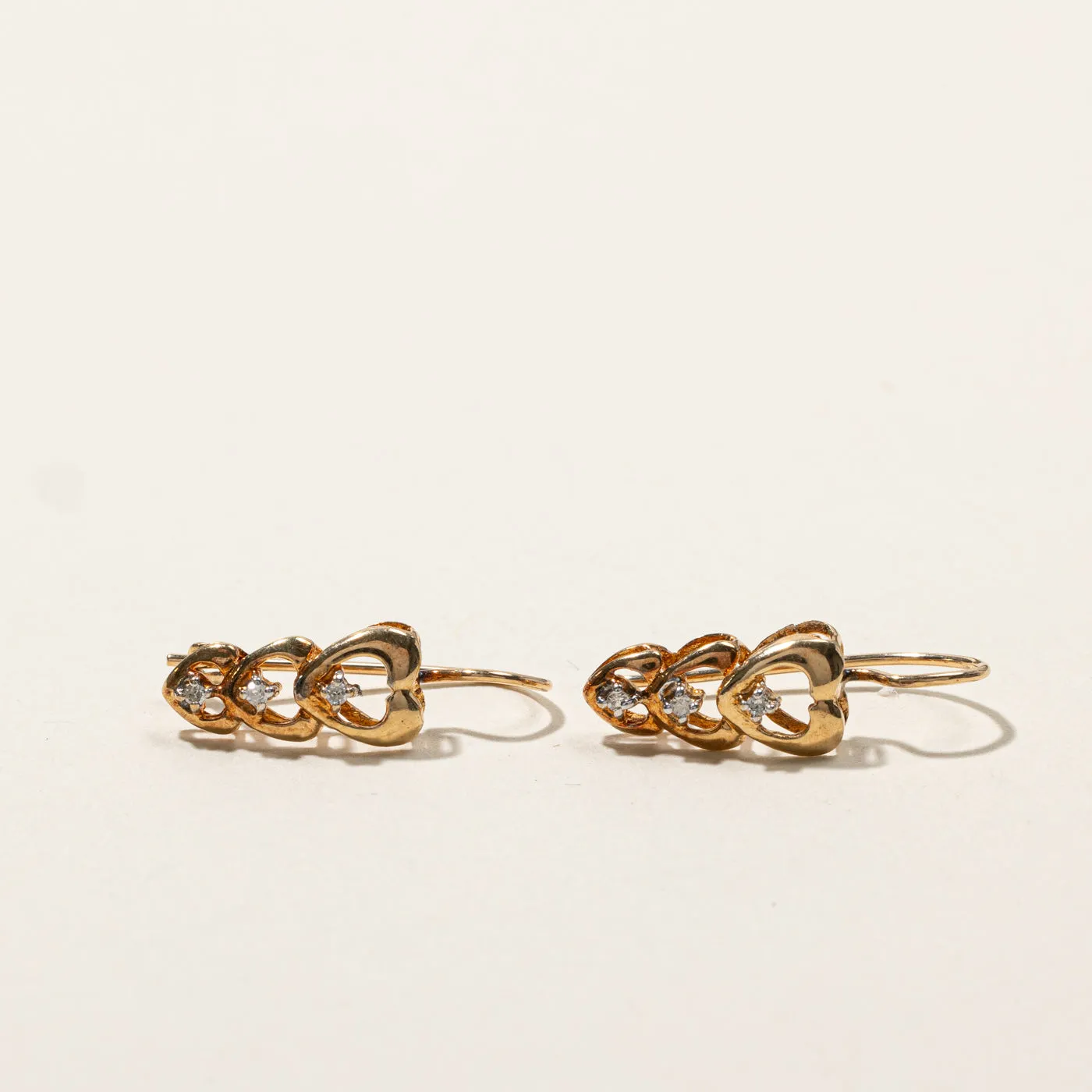 Triple Heart Diamond Earrings | 0.03ctw |