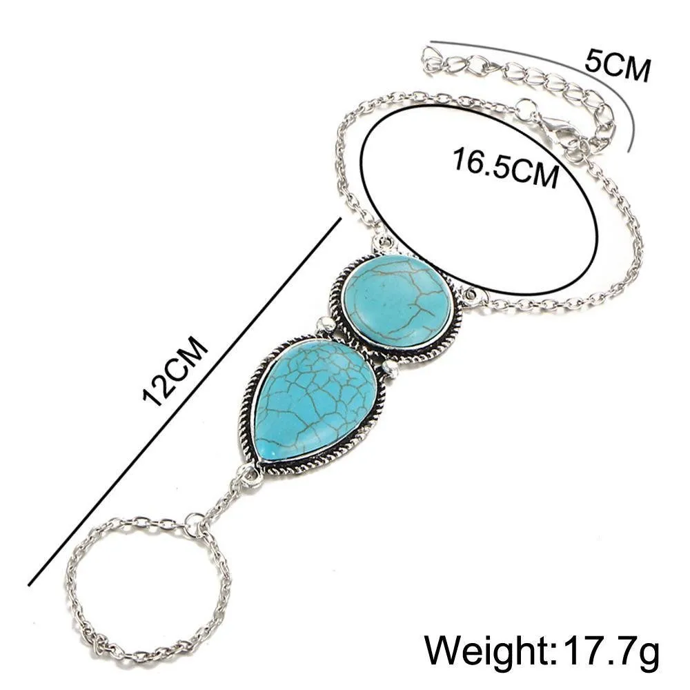 Turquoise Hand Bracelet 18K Gold Plated Bracelet ITALY Design