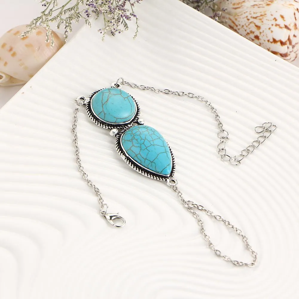Turquoise Hand Bracelet 18K Gold Plated Bracelet ITALY Design