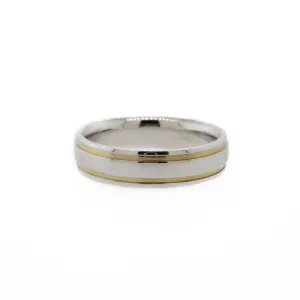 Two-Tone Gold Wedding Band With Hidden Diamond