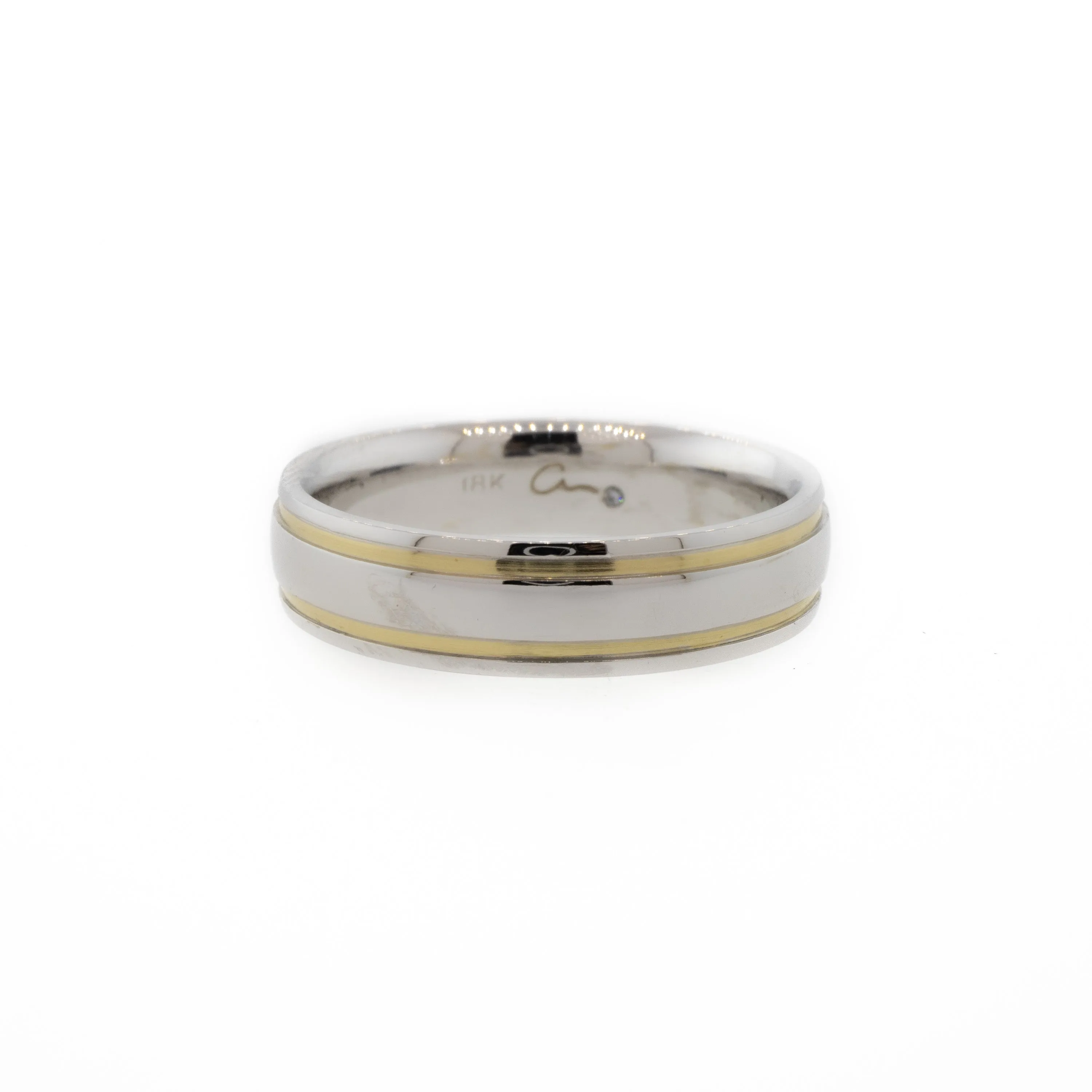 Two-Tone Gold Wedding Band With Hidden Diamond