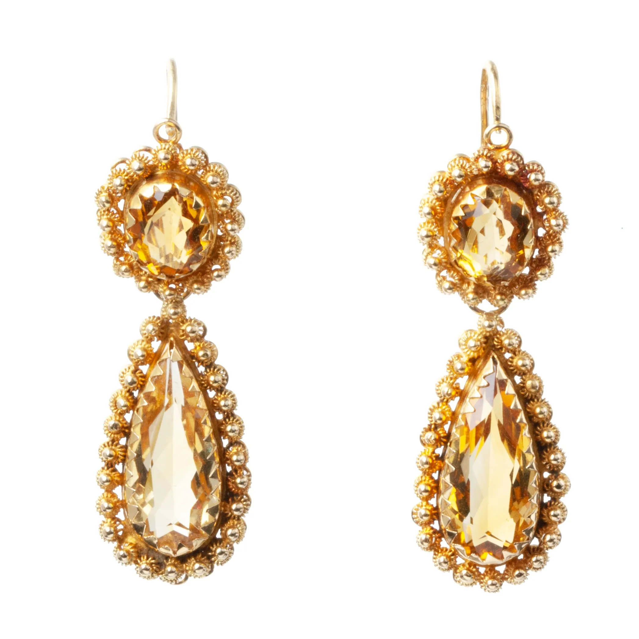 Victorian Era Citrine Cannetille Earrings