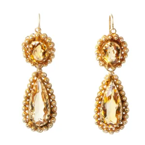 Victorian Era Citrine Cannetille Earrings