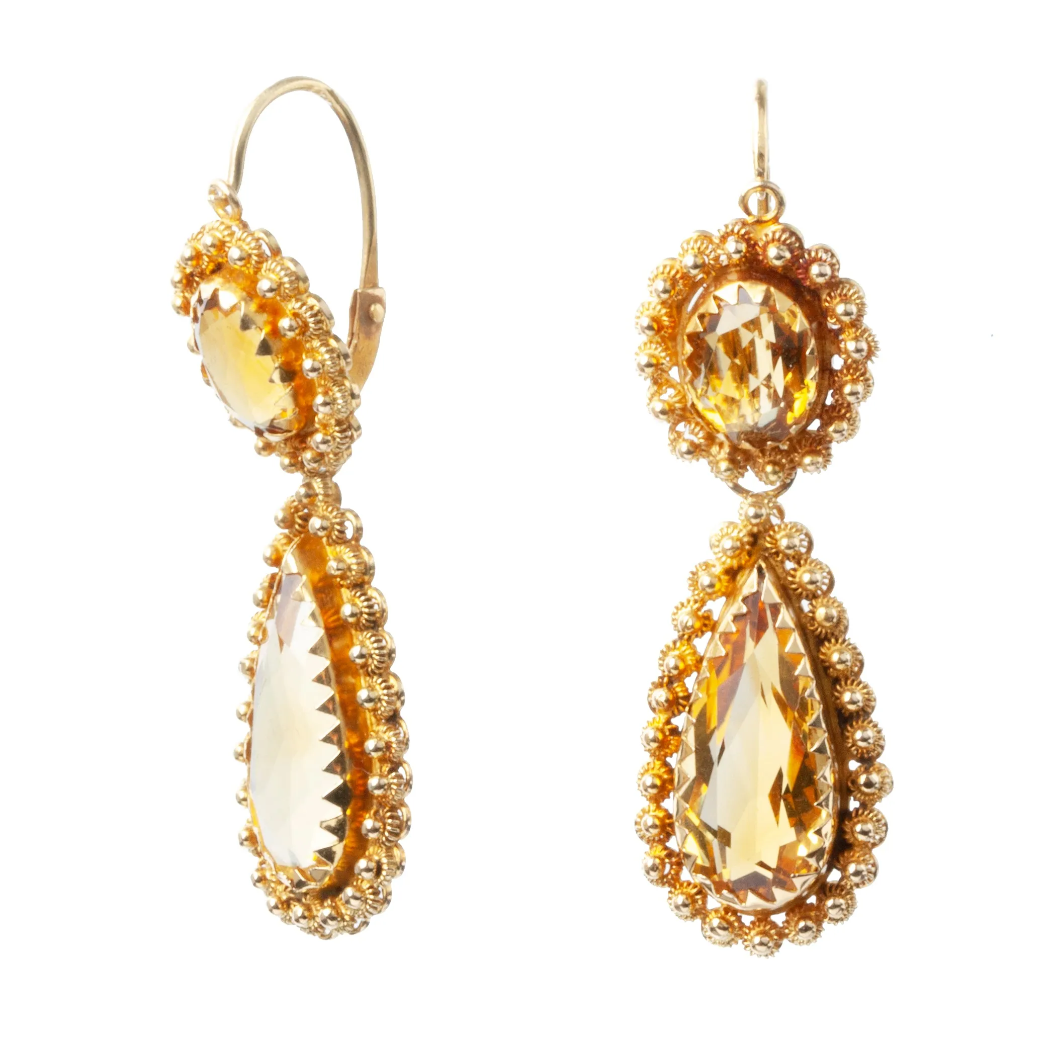 Victorian Era Citrine Cannetille Earrings