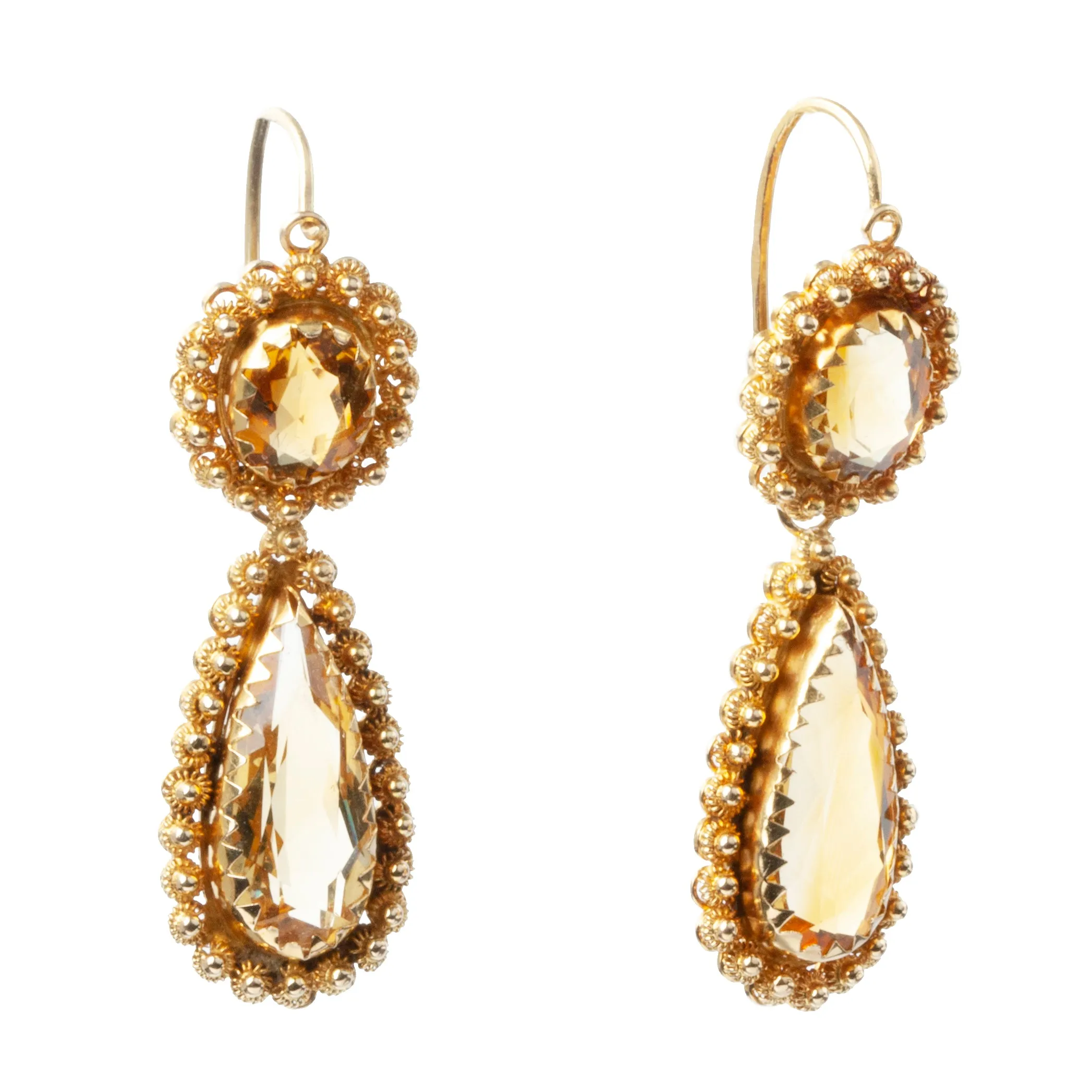 Victorian Era Citrine Cannetille Earrings