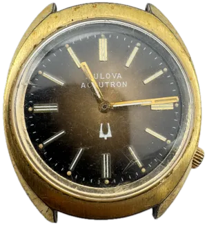 Vintage 34mm 1976 Accutron Yellow Sunburst Men's Tuning Fork Wristwatch 218