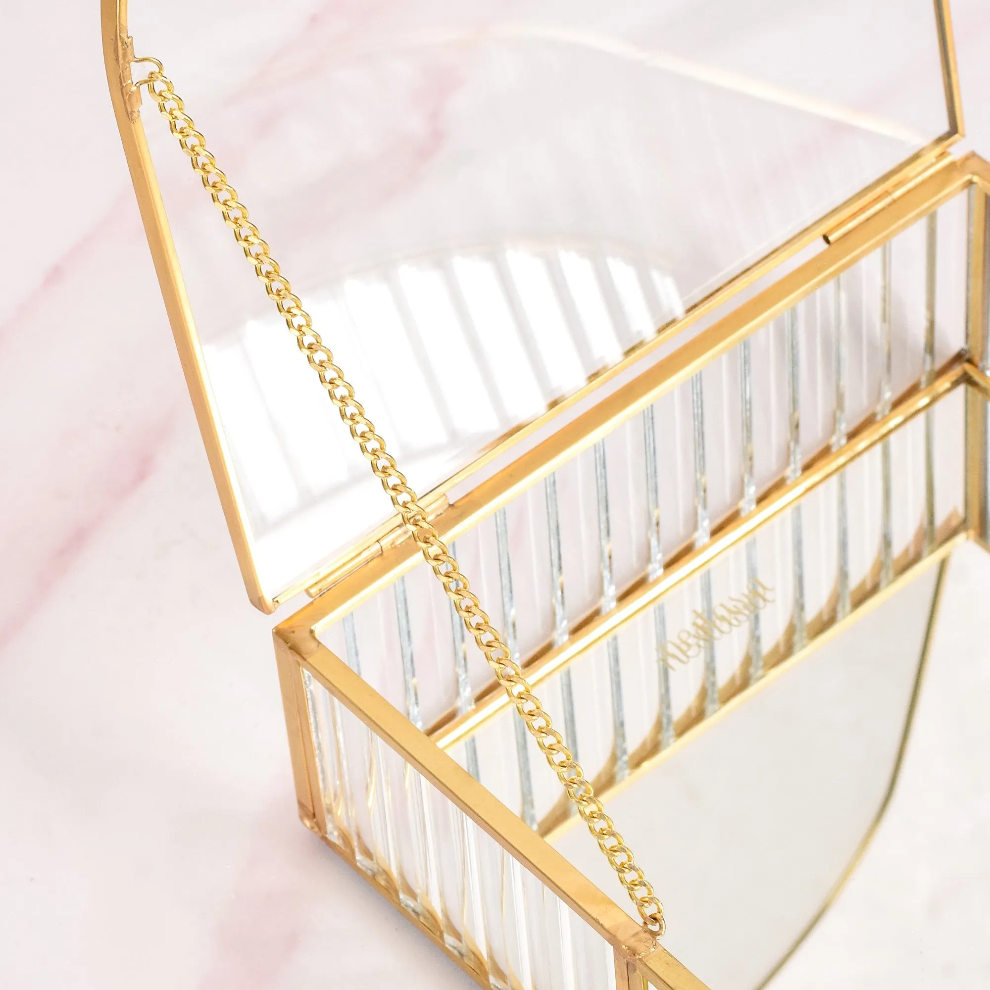 Vintage Gold Glass Jewellery Box