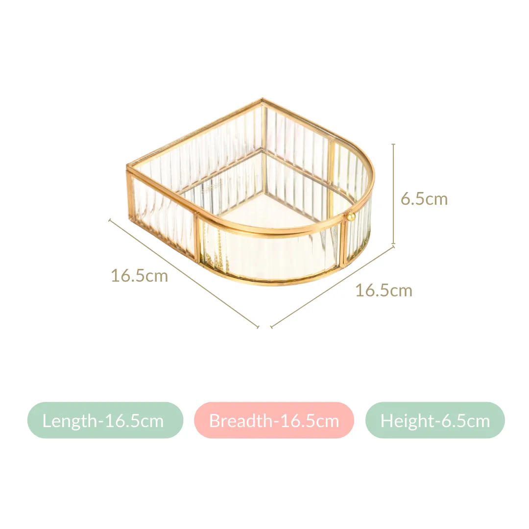 Vintage Gold Glass Jewellery Box