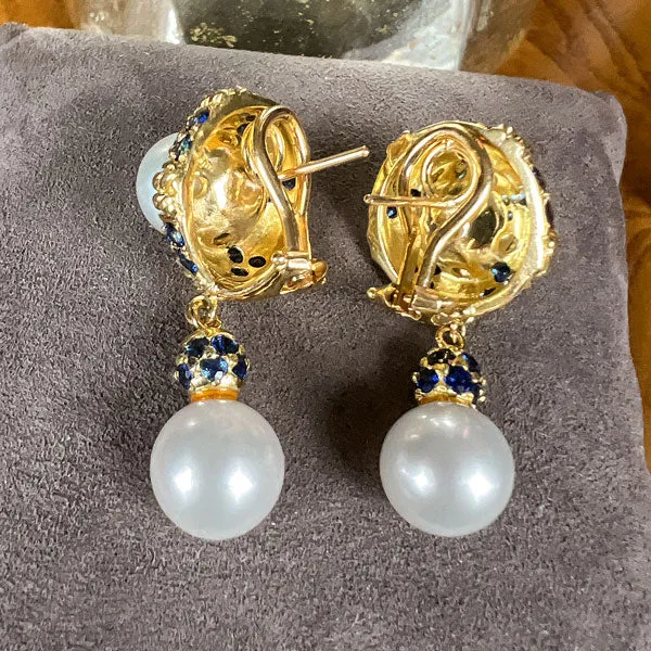 Vintage Pearl & Sapphire Earrings