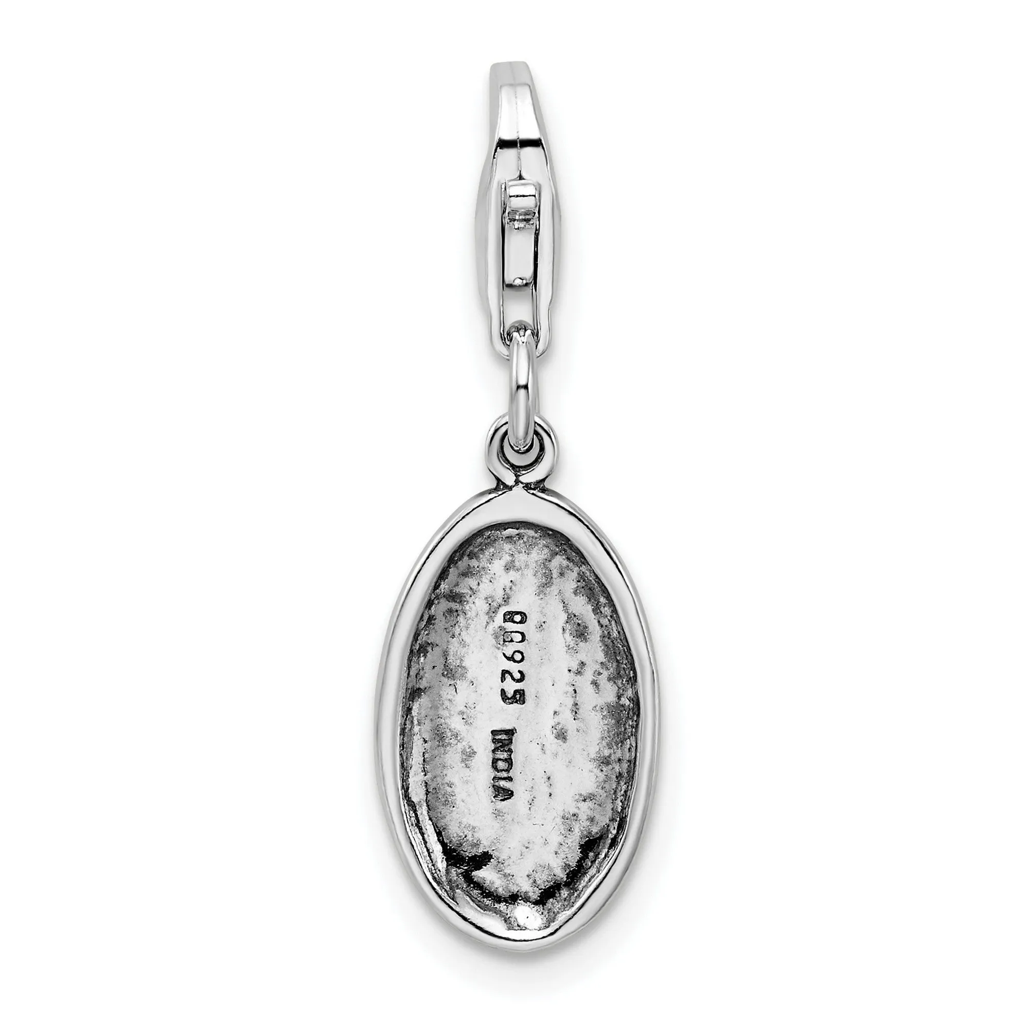 Vintage SURVIVOR Oval Word Clip-On Charm Pendant in Real 925 Sterling Silver