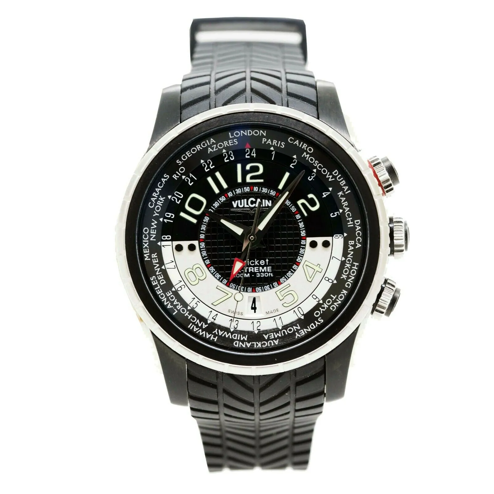 VULCAIN AVIATOR Cricket Alarm GMT World Timer EXTREME 44MM Watch BOX & PAPERS