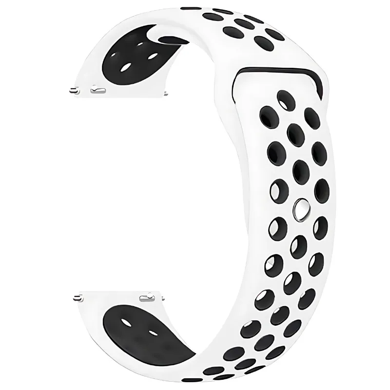 White & Black Active Silicone Band for Samsung Watch