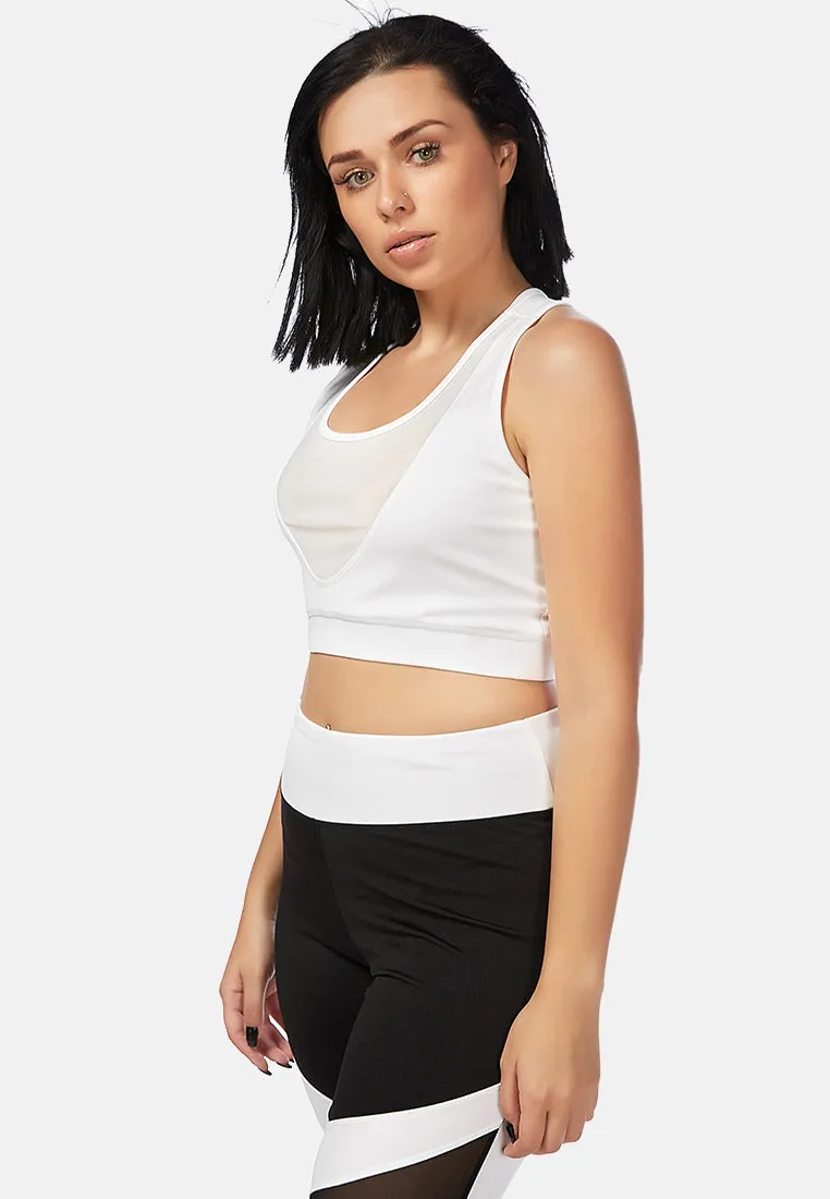 White Mesh Active Bra