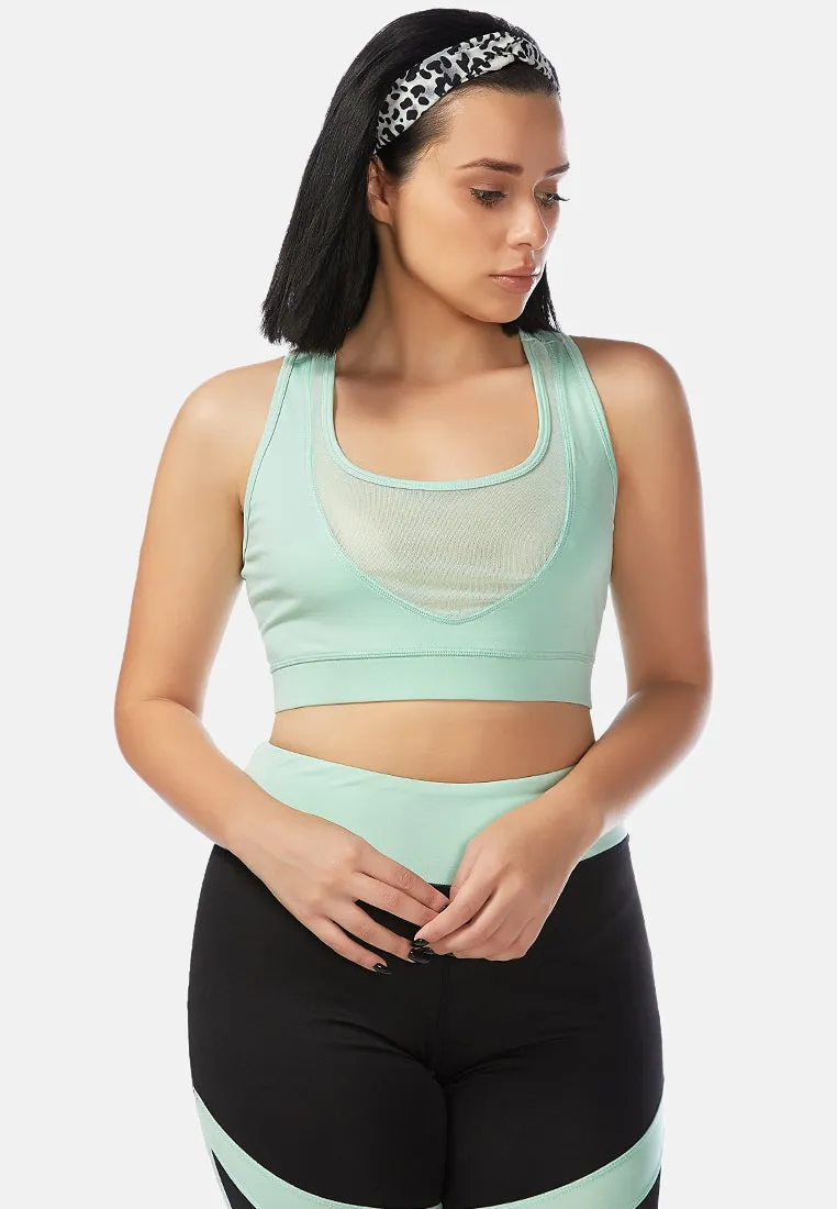 White Mesh Active Bra