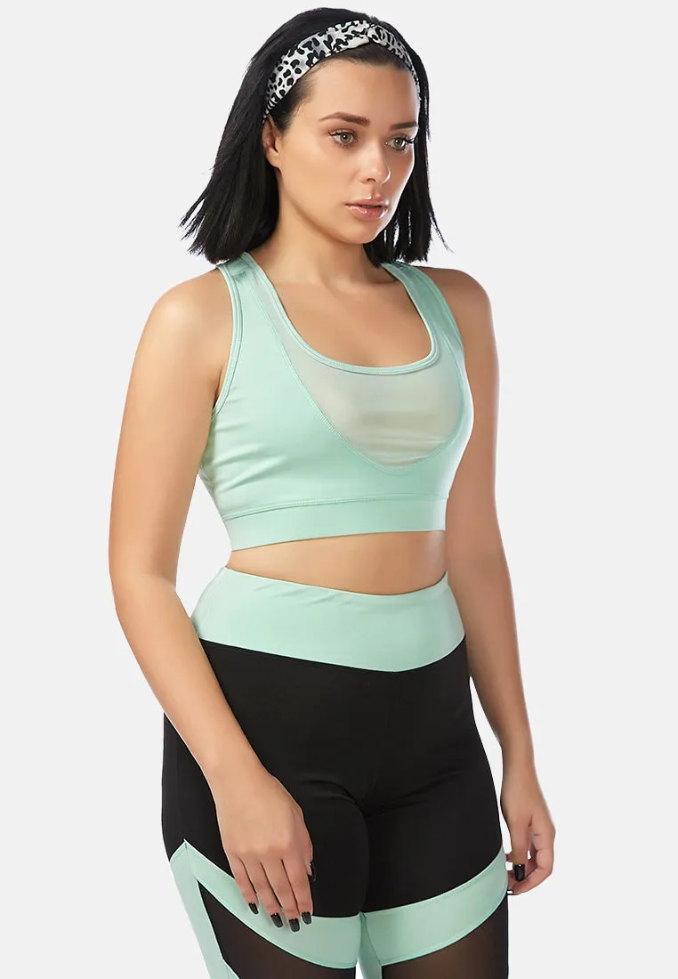 White Mesh Active Bra