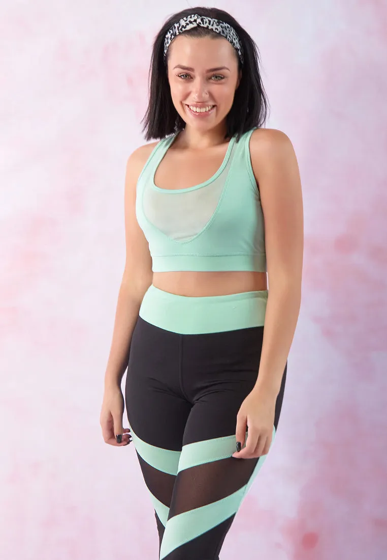 White Mesh Active Bra