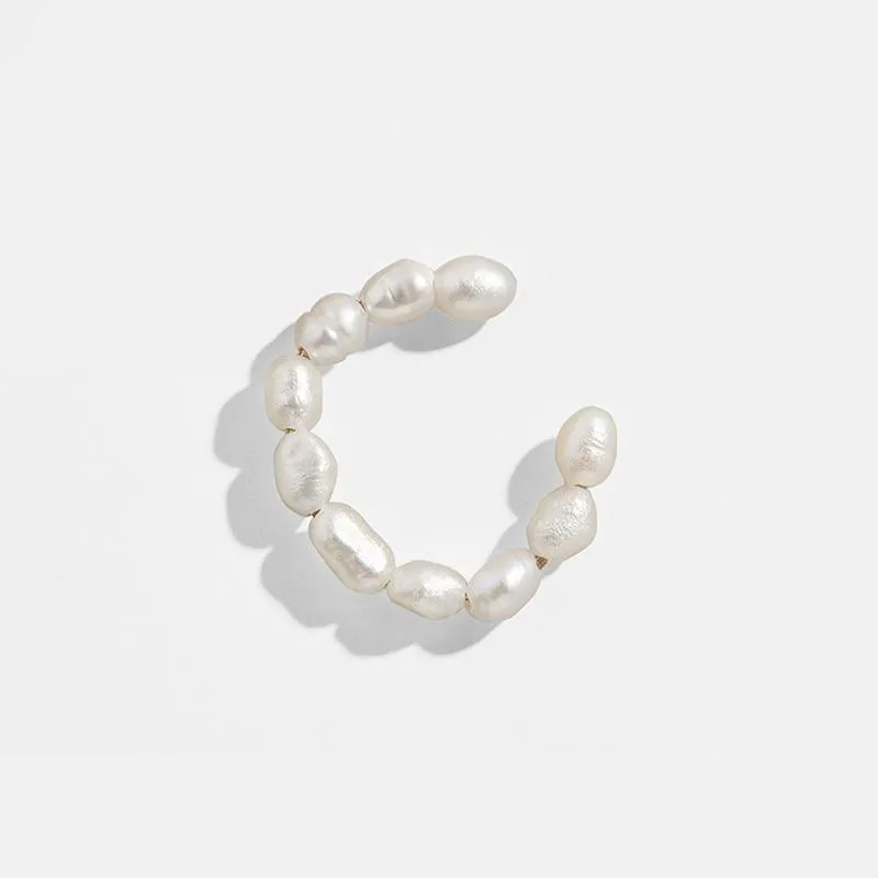 Women Pearl Luxury Ear Cuff Earring Bohemian Modern Natural Freshwater Small Circle Fake Clip On Earring