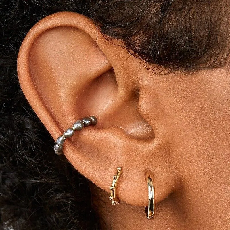 Women Pearl Luxury Ear Cuff Earring Bohemian Modern Natural Freshwater Small Circle Fake Clip On Earring