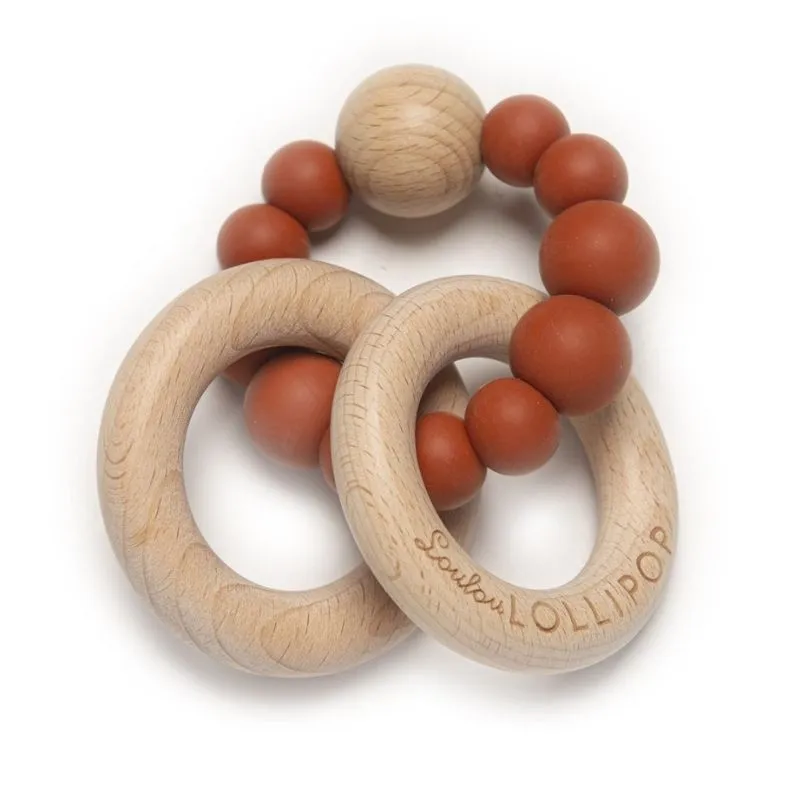 Wood and Silicone Rattle Teether