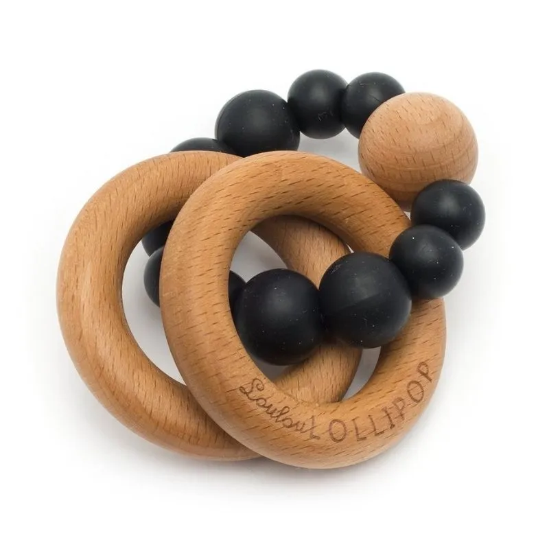 Wood and Silicone Rattle Teether