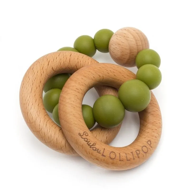 Wood and Silicone Rattle Teether