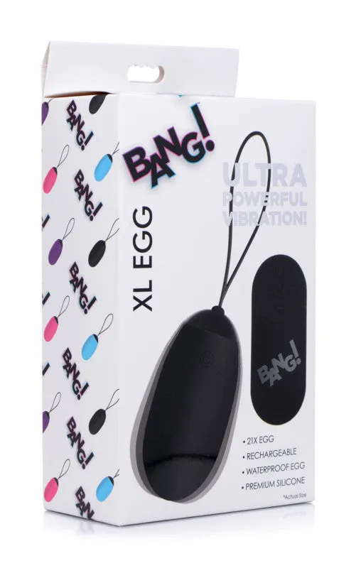 XL Silicone Remote Vibrating Egg - Black