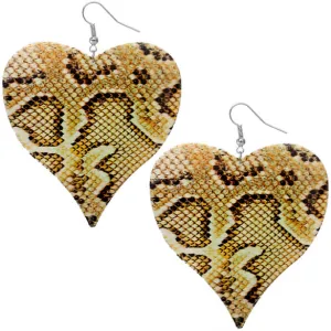 Yellow Heart Snakeskin Drop Earrings